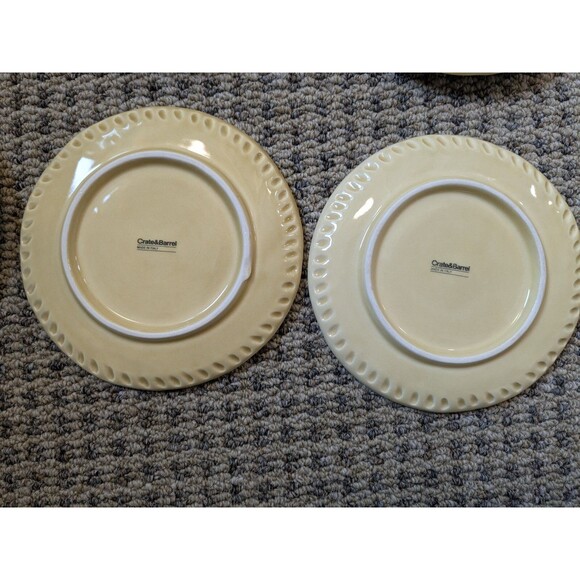 Crate & Barrel Mano Italy Bread Butter Plates Set Of 6 Yellow Pie Crust Rim 6'' - Picture 7 of 7